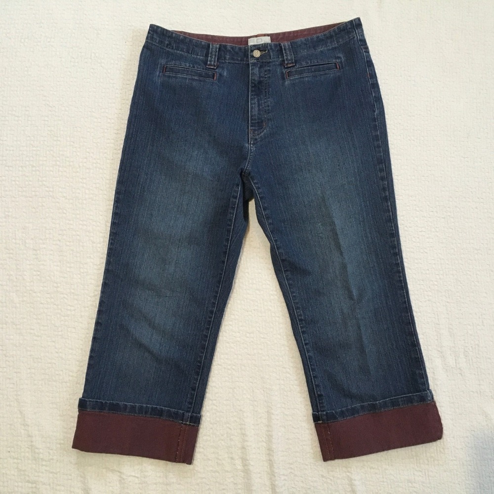 FDJ French Dressing Womens Blue Denim Cropped Cuffed Jeans‎ Size 16